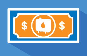 Heating oil dollar bill icon